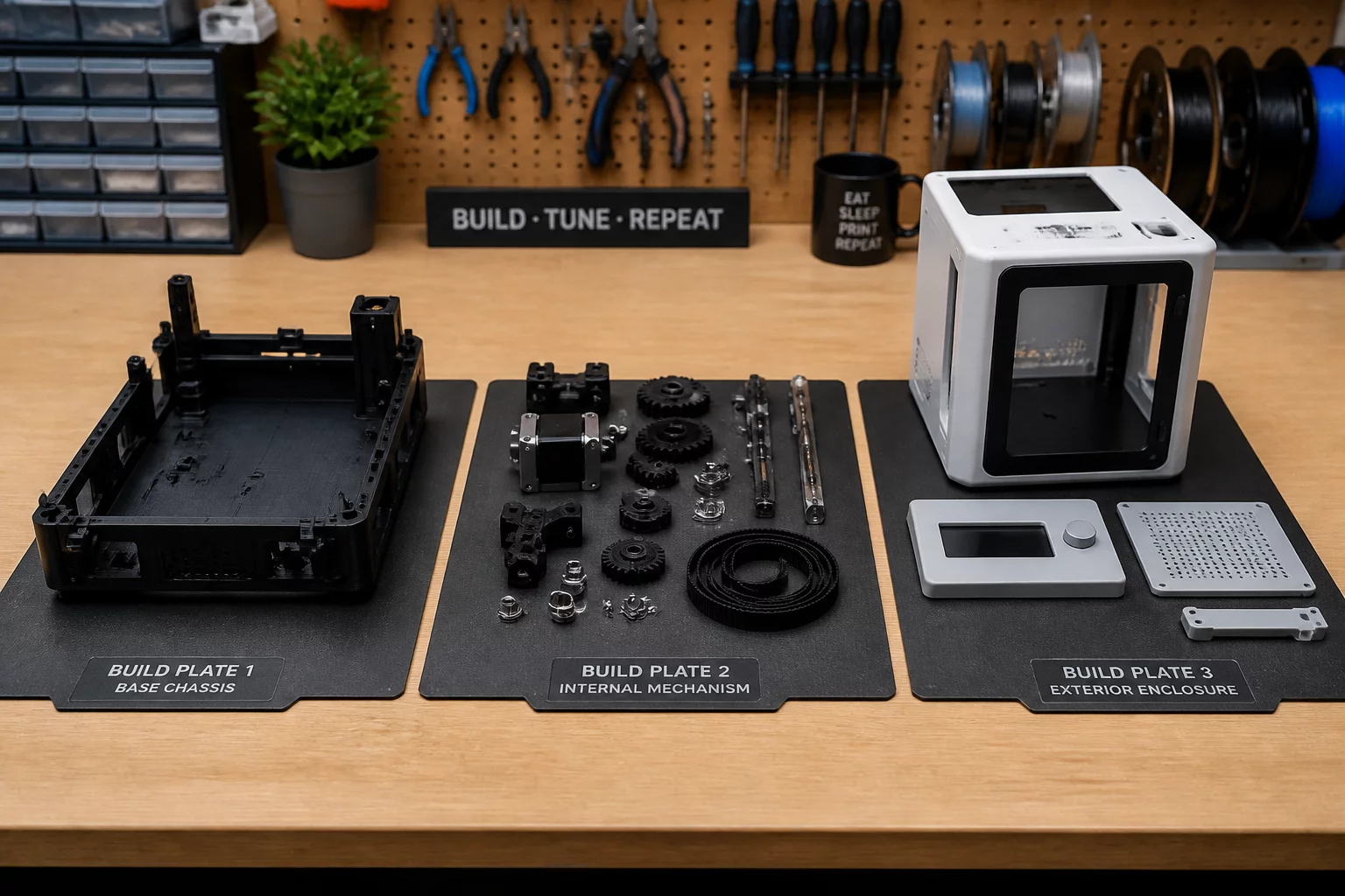 Three Plates, One Assembly Sequence